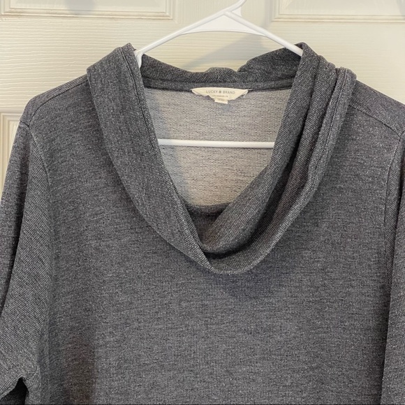 Lucky Brand 1X Cowl Neck Lightweight Gray Sweatshirt - Picture 2 of 9